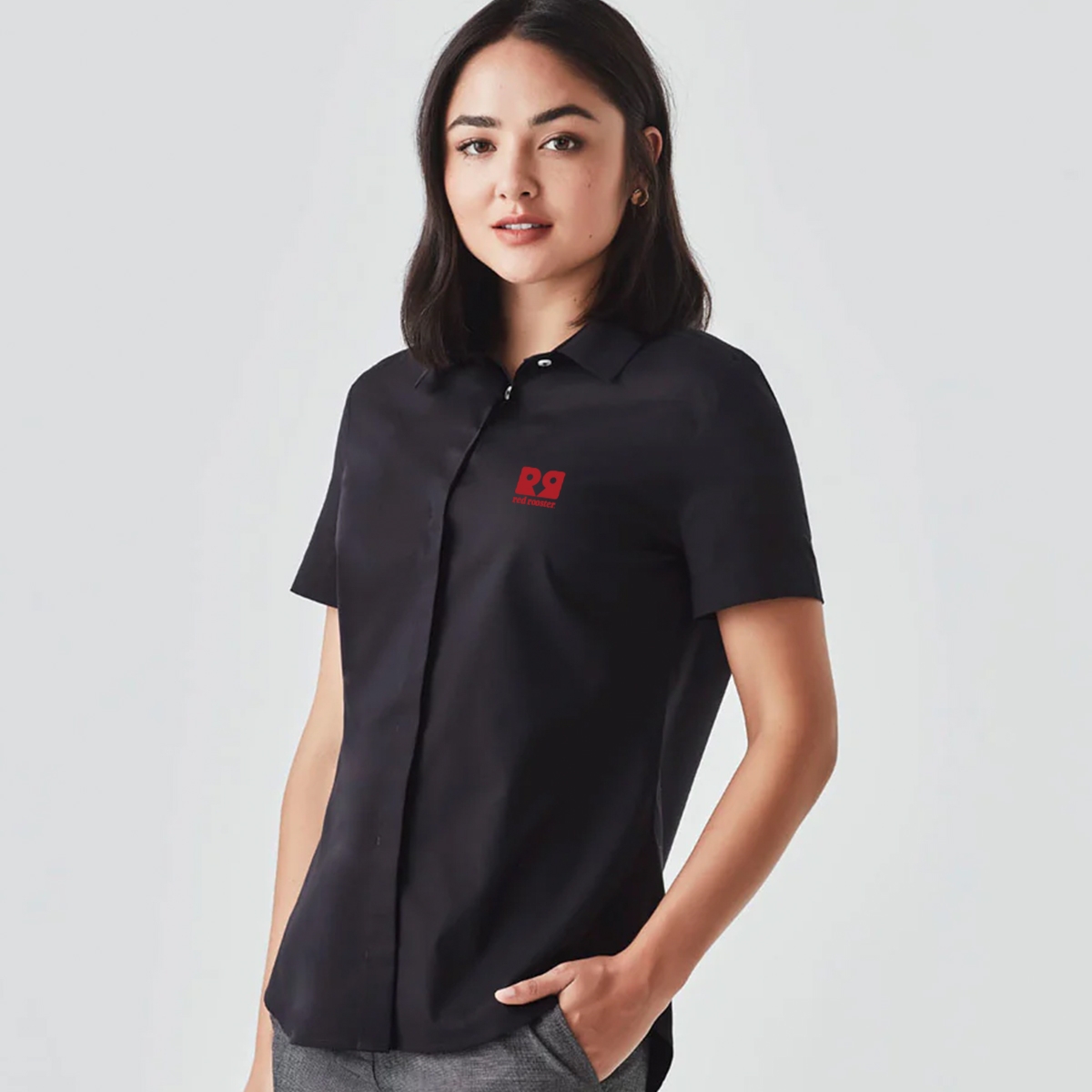 Picture of Ladies Classic Fit Short Sleeve Shirt - Black